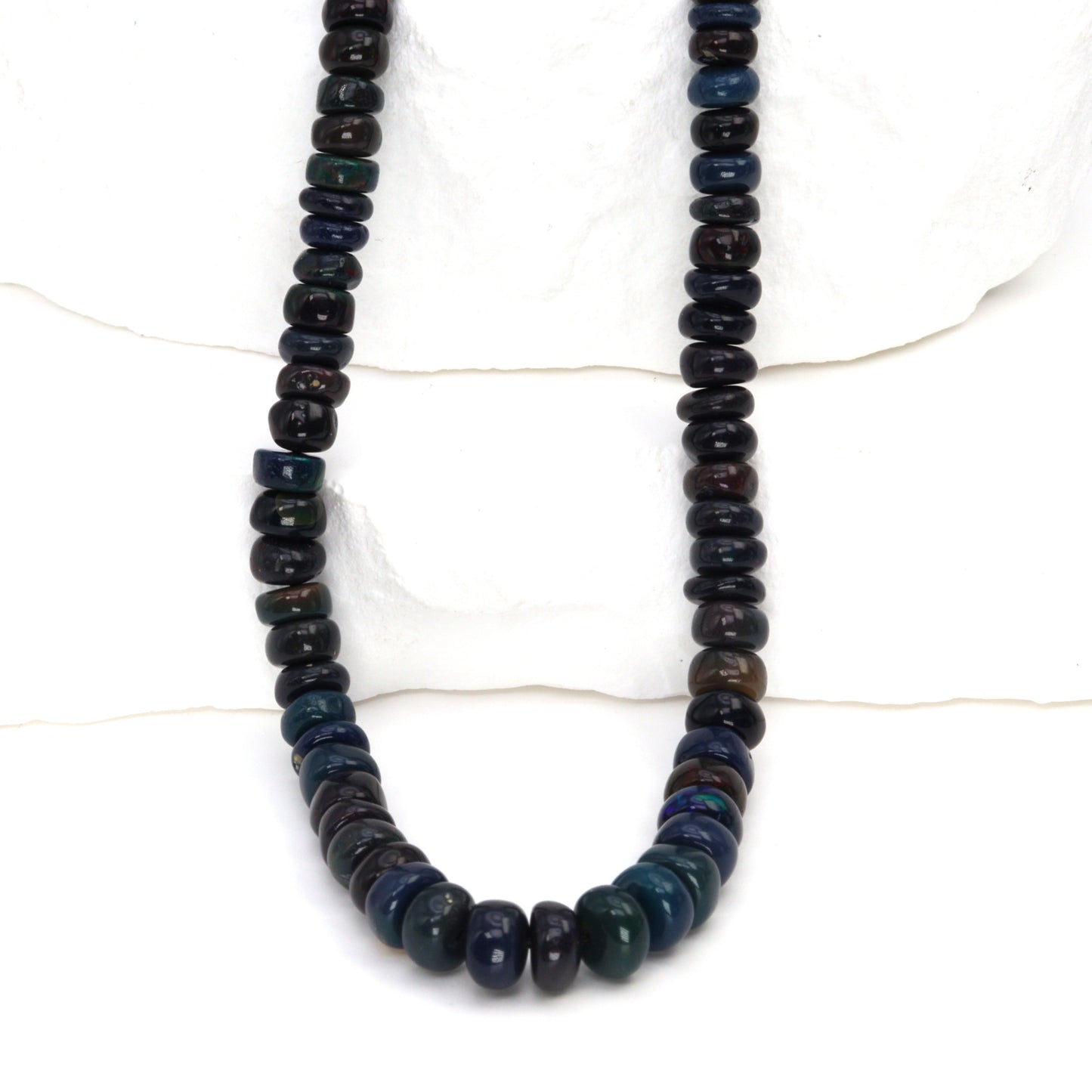 Black Ethiopian Opal 4mm Smooth Rondelles Bead Strand