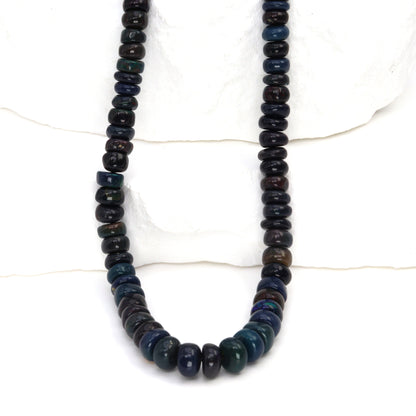 Black Ethiopian Opal 4mm Smooth Rondelles Bead Strand