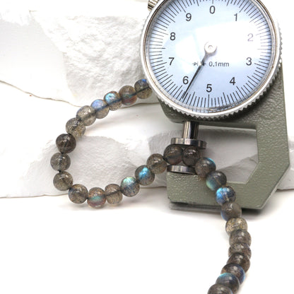 AA Blue Labradorite 6mm Smooth Rounds Bead Strand
