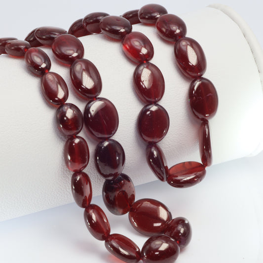 Red Garnet 6x4mm - 9x7mm Smooth Ovals Bead Strand