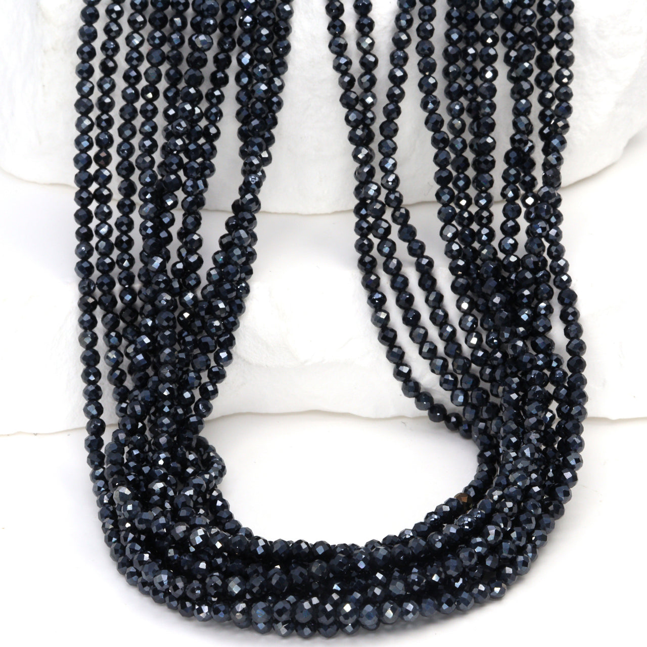 Coated Black Spinel 2mm Faceted Rounds