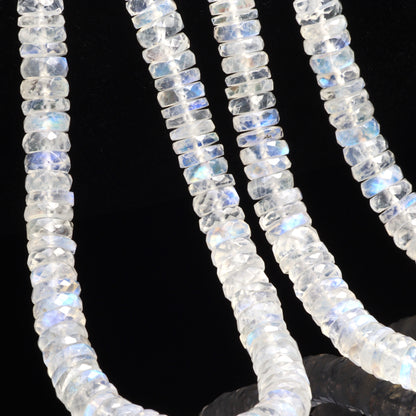 AA Blue Rainbow Moonstone 6mm Faceted Tires Bead Strand