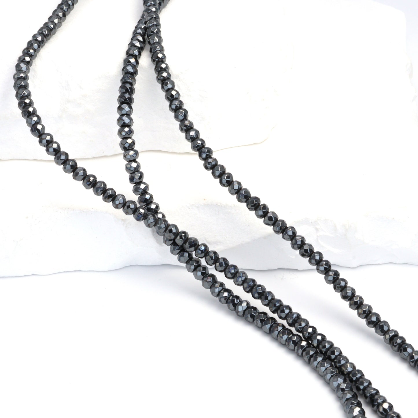 Gunmetal Hematite 4mm Faceted Rondelles Bead Strand