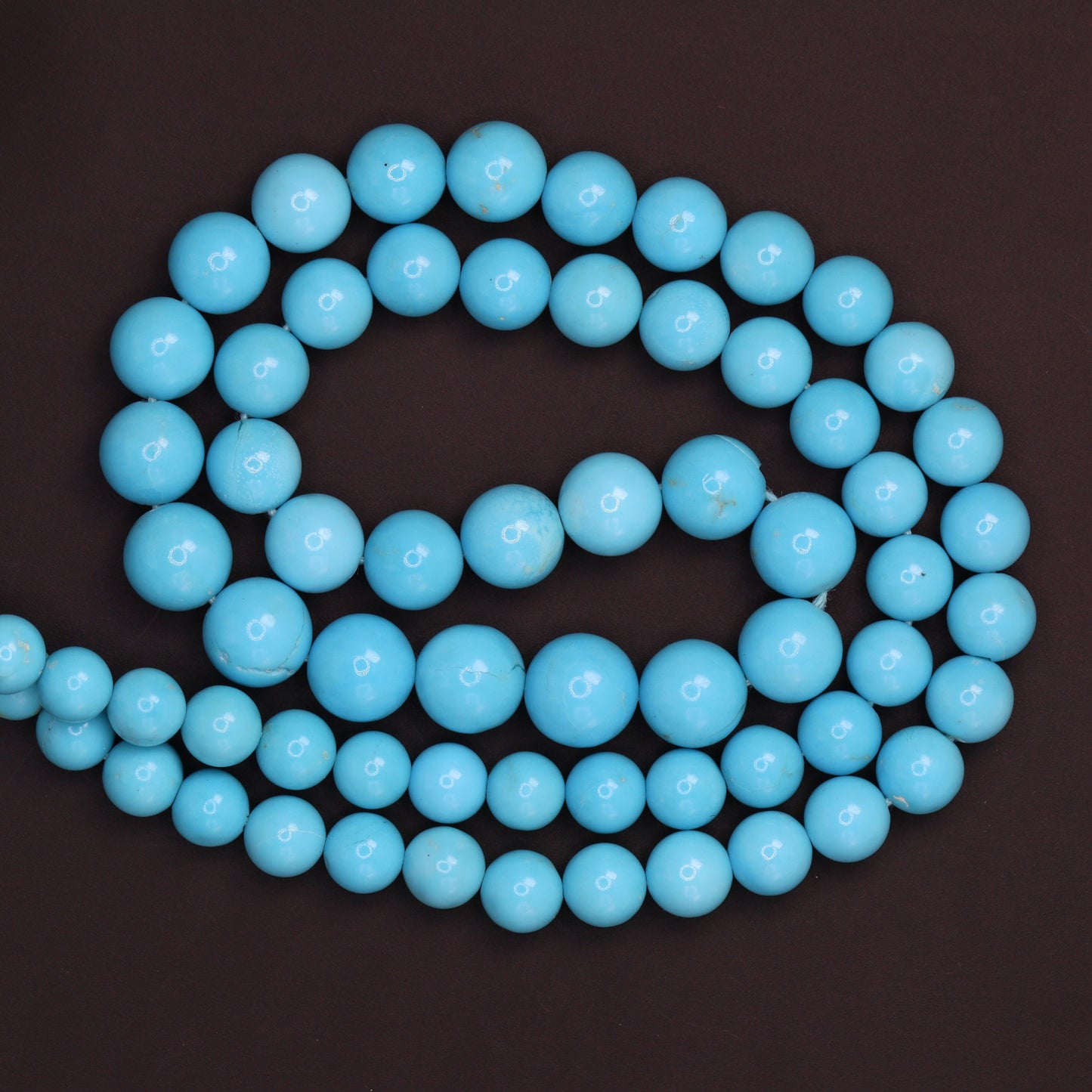 Natural Blue Turquoise 5mm - 7mm Smooth Rounds Bead Strand