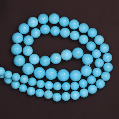 Natural Blue Turquoise 5mm - 7mm Smooth Rounds Bead Strand