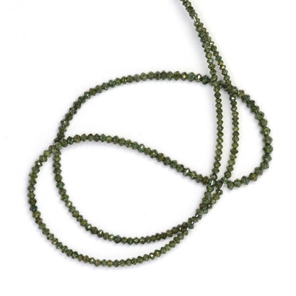 Green Diamond 1.9mm - 2.4mm Hand Faceted Rondelles Bead Strand
