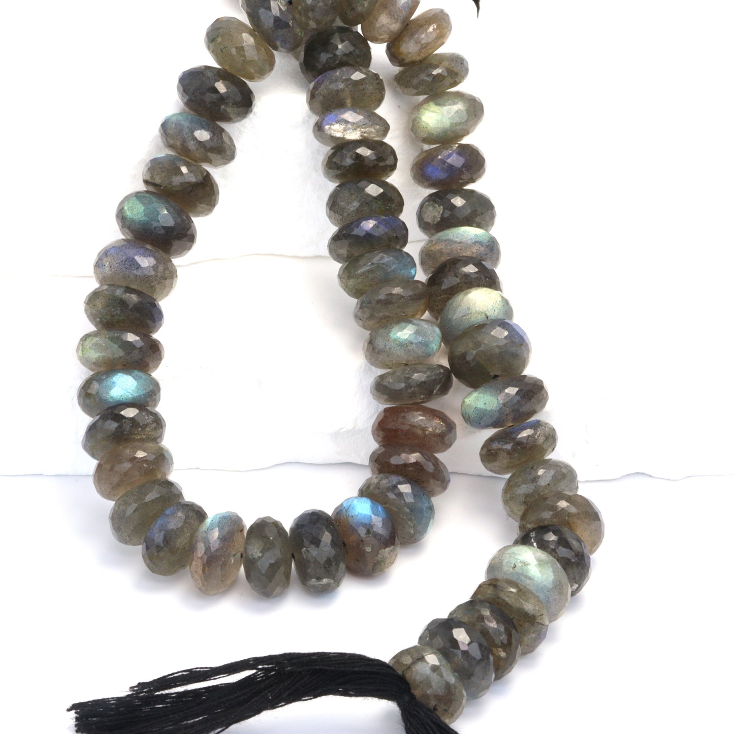 Blue Labradorite 12mm Faceted Rondelles Bead Strand