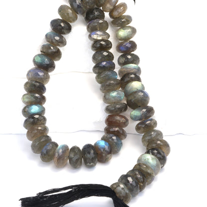 Blue Labradorite 12mm Faceted Rondelles Bead Strand