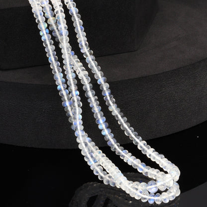 AA Blue Rainbow Moonstone 4.5mm Smooth Rondelles