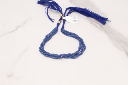 AAA Cornflower Blue Sapphire 2.5mm Hand Faceted Rondelles Bead Strand