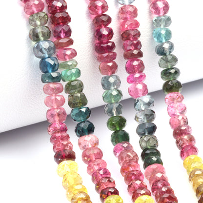 Watermelon Tourmaline 5mm Faceted Rondelles