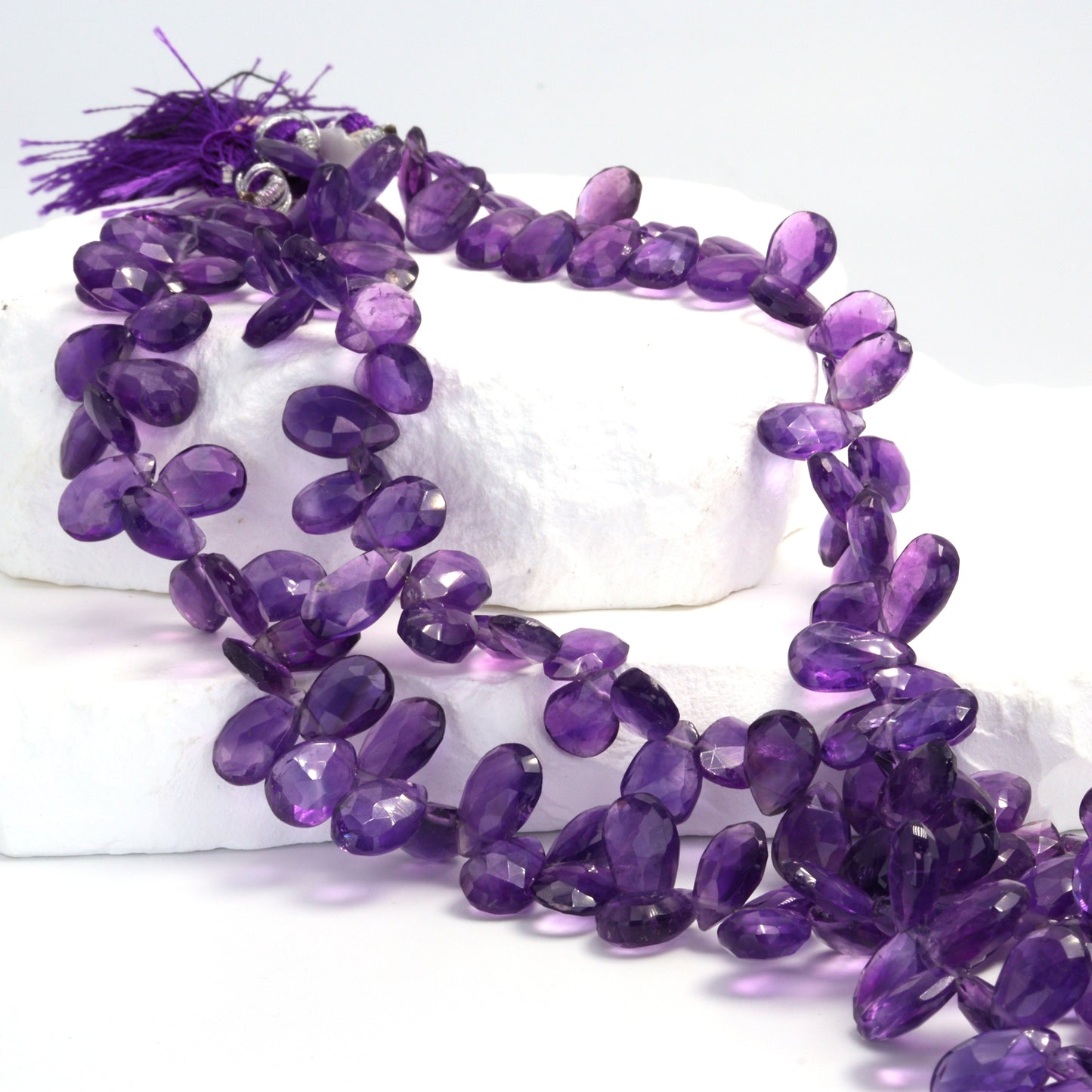 Purple Amethyst 12x7mm Faceted Pear Shaped Briolettes