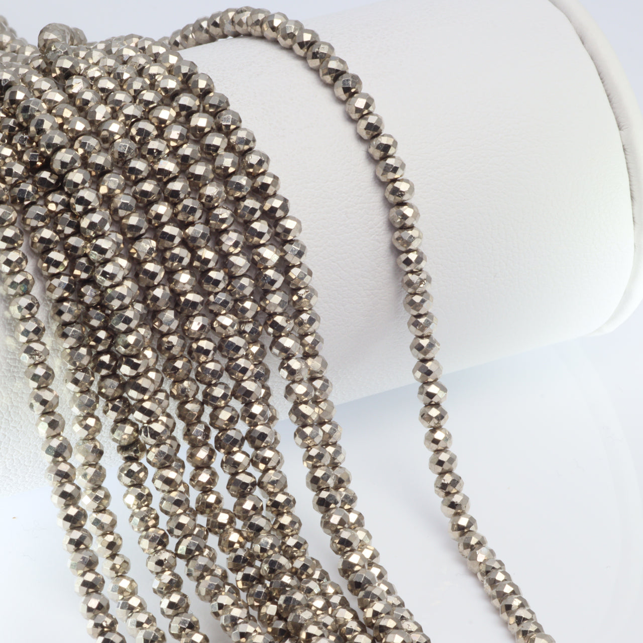 Bright Silver Pyrite 3mm Faceted Rondelles