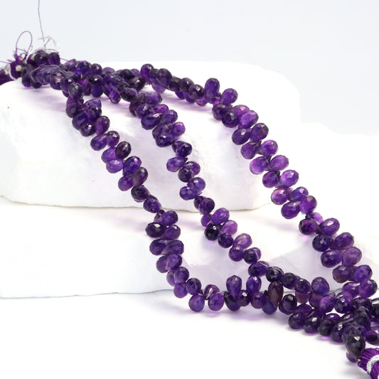 Purple Amethyst 6x4mm Faceted Teardrop Briolettes