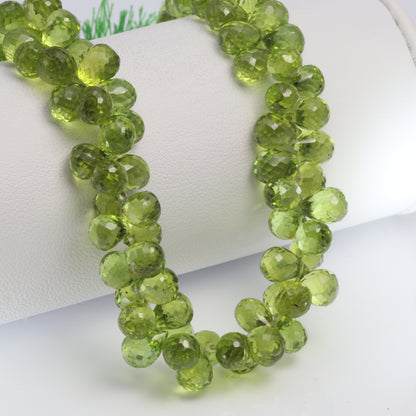 Green Peridot 8x5mm Faceted Teardrop Briolettes