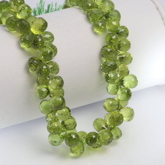 Green Peridot 8x5mm Faceted Teardrop Briolettes