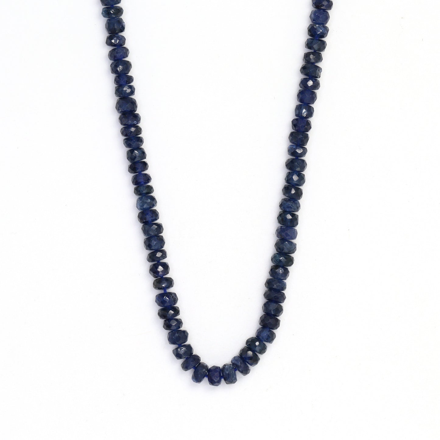 Deep Navy Blue Sapphire 3.5mm - 4.0mm Hand Faceted Rondelles Bead Strand