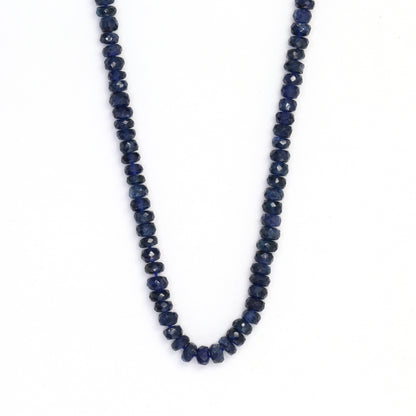 Deep Navy Blue Sapphire 3.5mm - 4.0mm Hand Faceted Rondelles Bead Strand