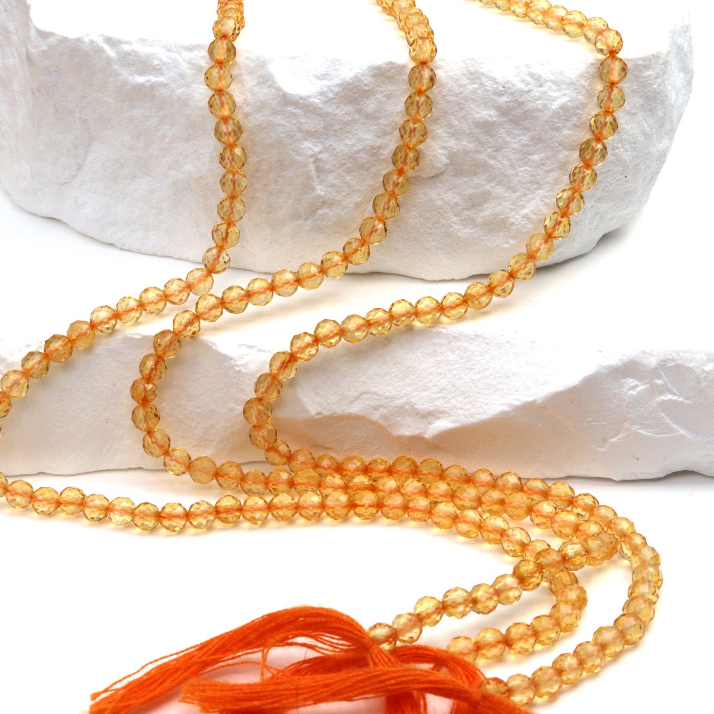 Yellow Citrine 3mm Faceted Rounds Bead Strand