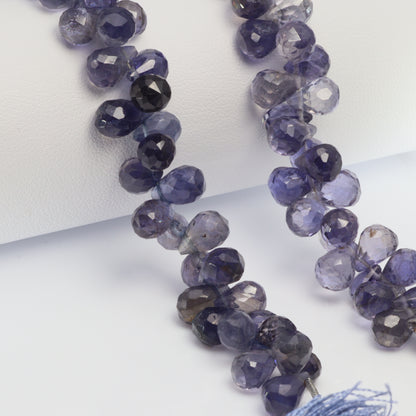 Blue Iolite 9x6mm Faceted Teardrop Briolettes