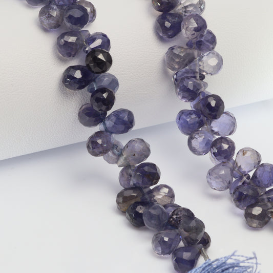Blue Iolite 9x6mm Faceted Teardrop Briolettes