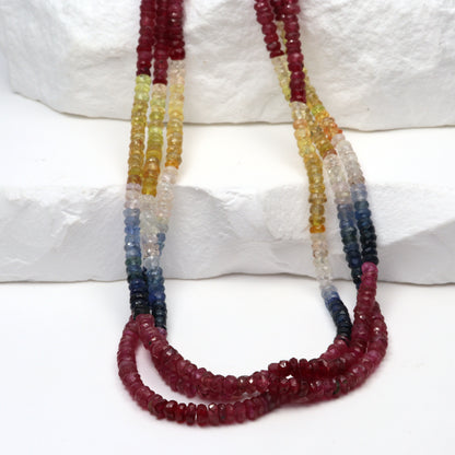 Multi Sapphire 3mm Faceted Rondelles