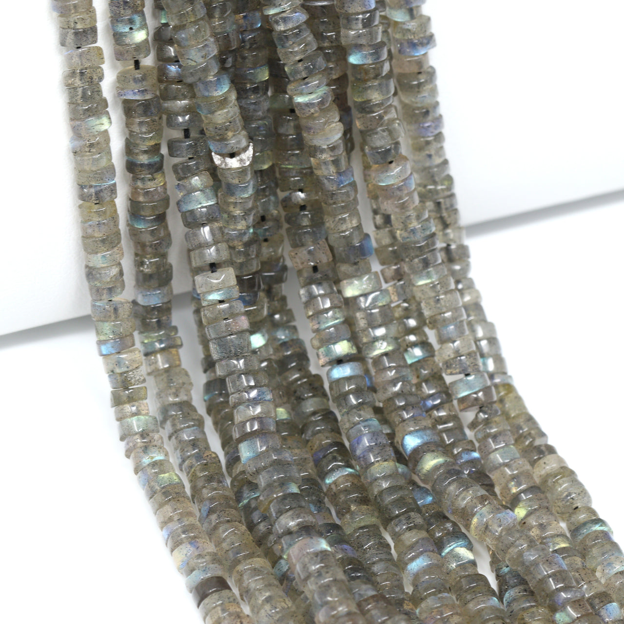 Blue Labradorite 4.5mm Smooth Tires Bead Strand