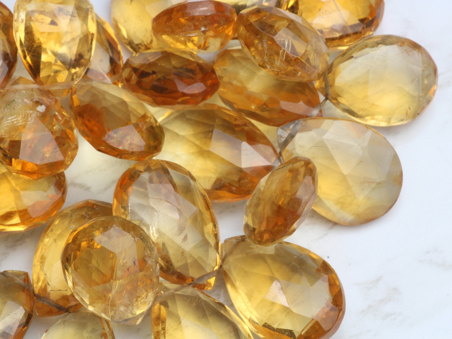 Yellow Citrine 11x9mm Faceted Pear Shaped Briolettes