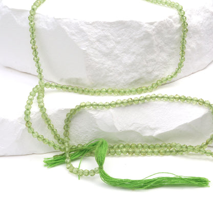 Green Peridot 2.5mm Faceted Rounds Bead Strand