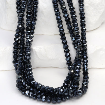 Coated Black Spinel 4mm Faceted Rondelles Bead Strand