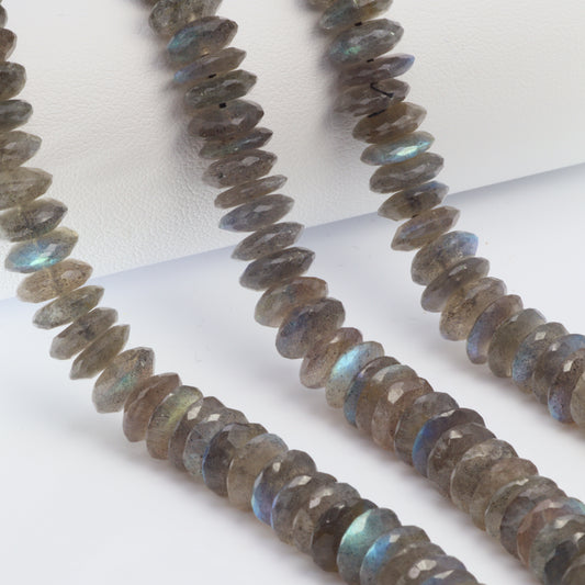 Blue Labradorite 9mm German Cut Faceted Rondelles