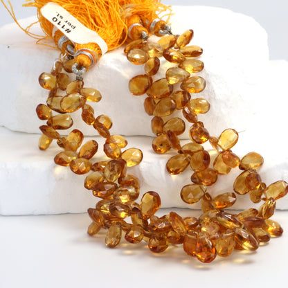 Orange Madeira Citrine 8x6mm Faceted Pear Shaped Briolettes