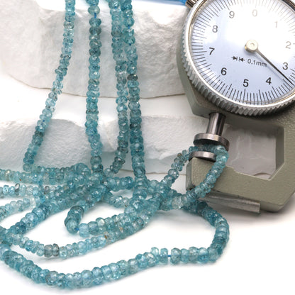 Blue Zircon 3mm Faceted Rondelles