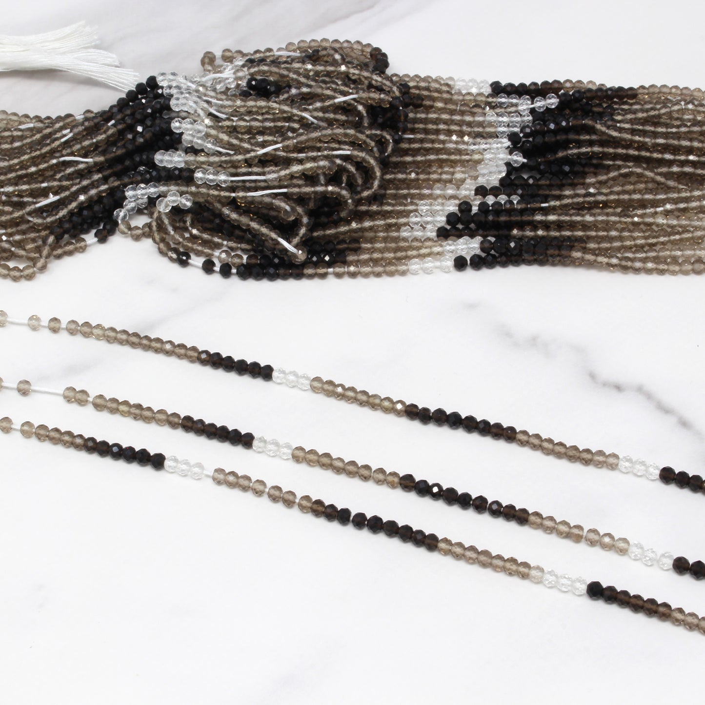 Ombre Smoky Quartz 3mm Faceted Rondelles