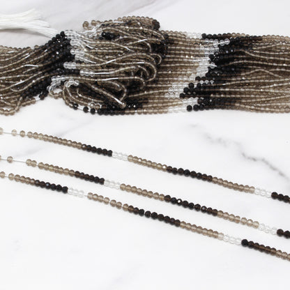 Ombre Smoky Quartz 3mm Faceted Rondelles