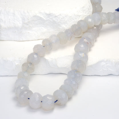 Natural Blue Chalcedony 12mm Faceted Rondelles