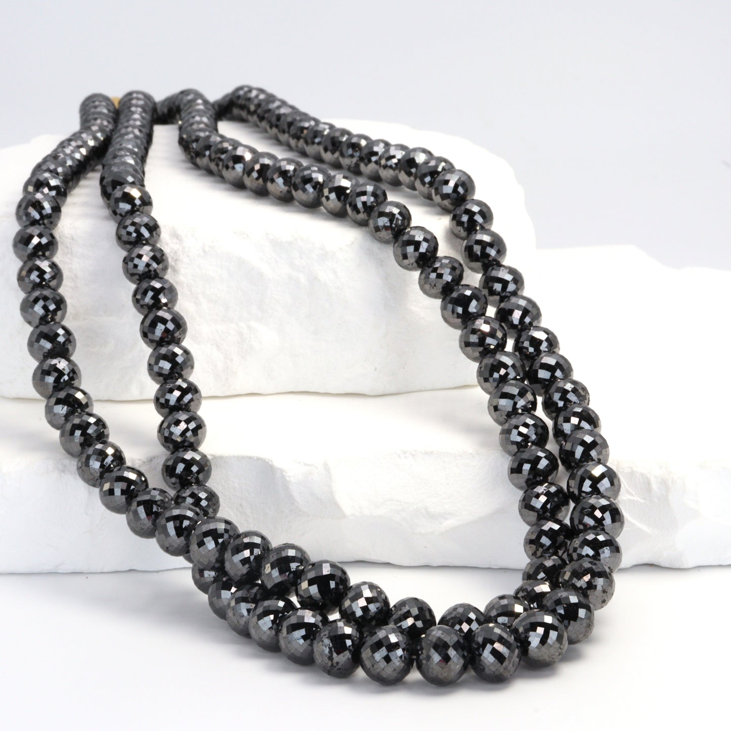 Black Diamond 7mm - 8mm Faceted Rondelles Bead Strand