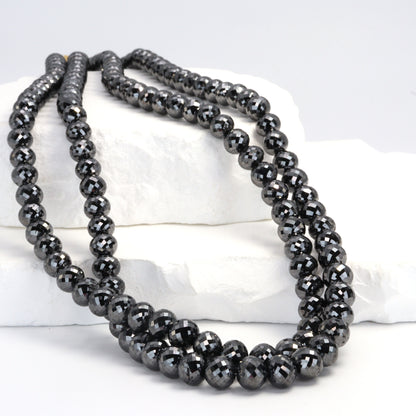 Black Diamond 7mm - 8mm Faceted Rondelles Bead Strand