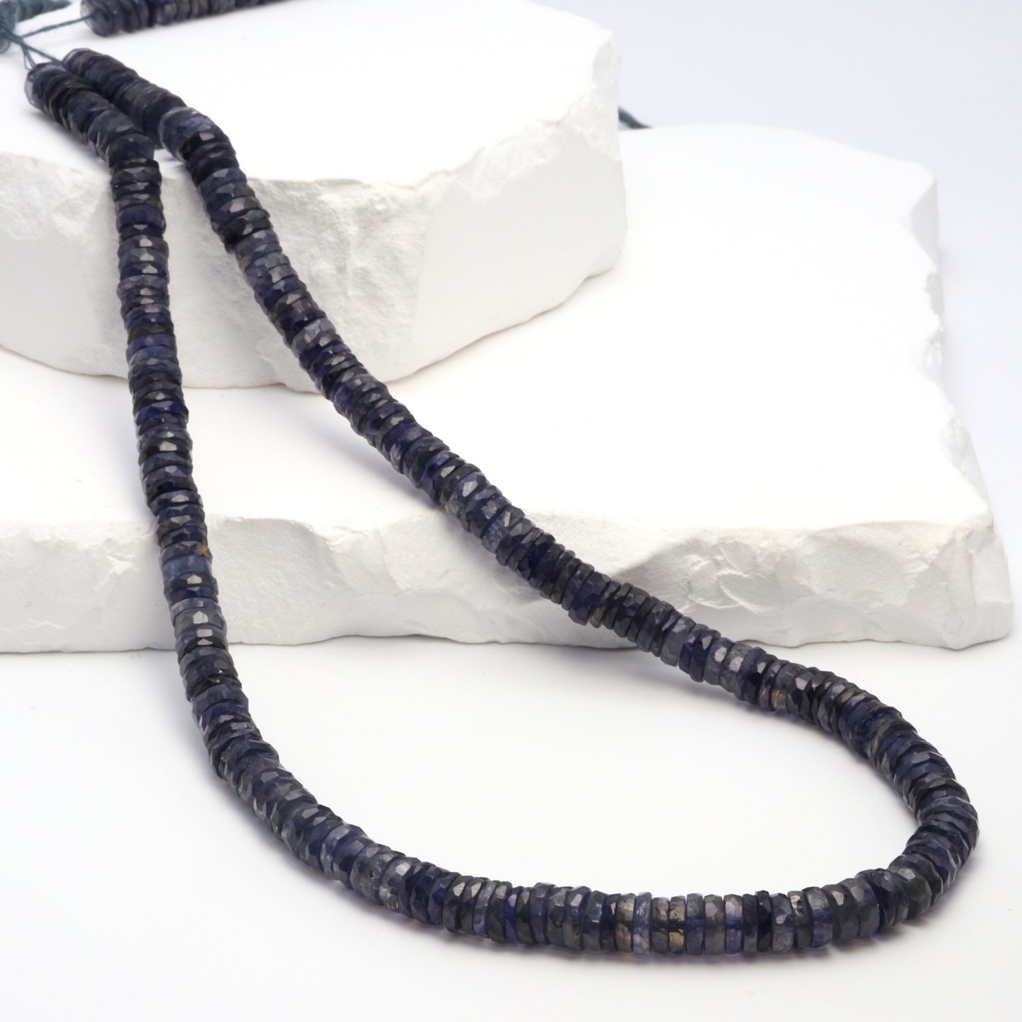 Blue Iolite 6mm Faceted Tires Bead Strand