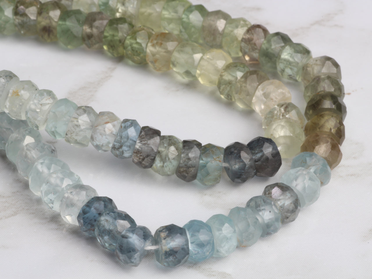 Light Moss Aquamarine 4.5mm Faceted Rondelles