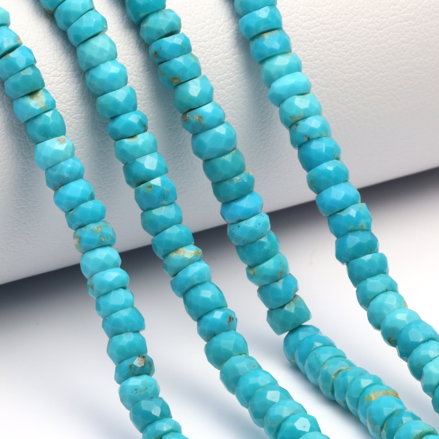 Natural Blue-Green Turquoise 4.5mm Faceted Rondelles Bead Strand