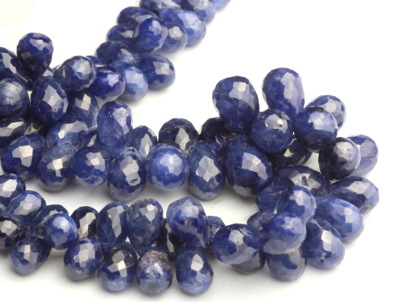 Royal Blue Sapphire 5x3mm - 6x4mm Faceted Teardrop Briolettes Bead Strand