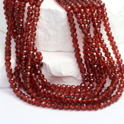 Red Garnet 4mm Faceted Rondelles Bead Strand