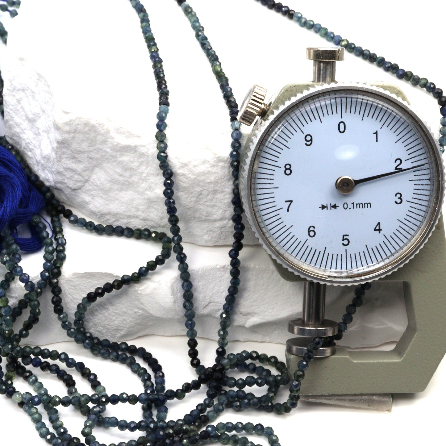 Ombre Blue Sapphire 2mm Faceted Rounds Bead Strand