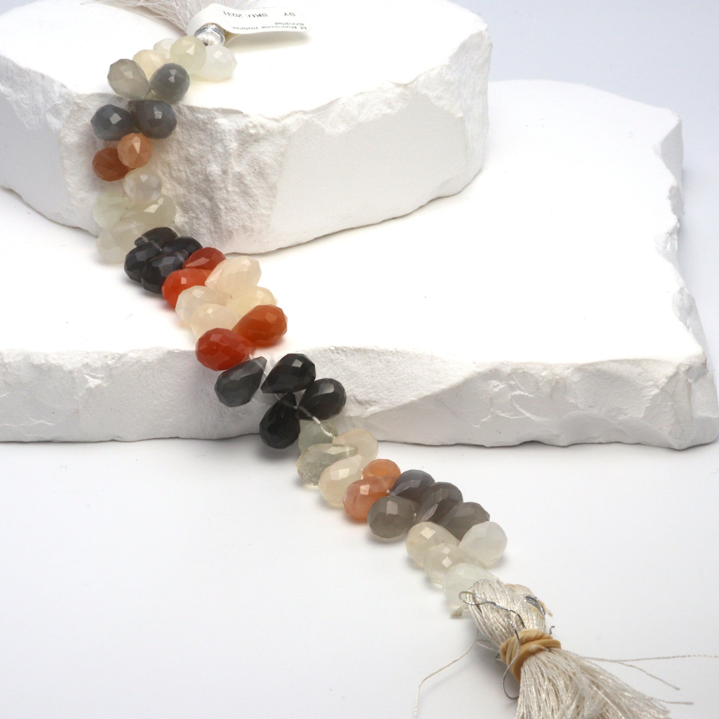 Multi Moonstone 10x6mm Faceted Teardrop Briolettes Bead Strand