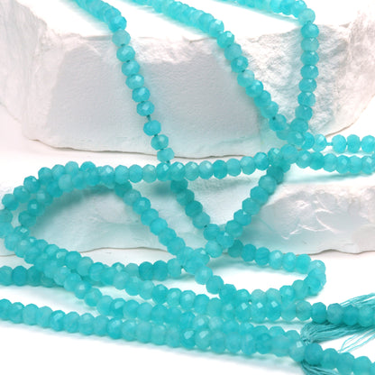 Blue Amazonite 4mm Faceted Rondelles Bead Strand