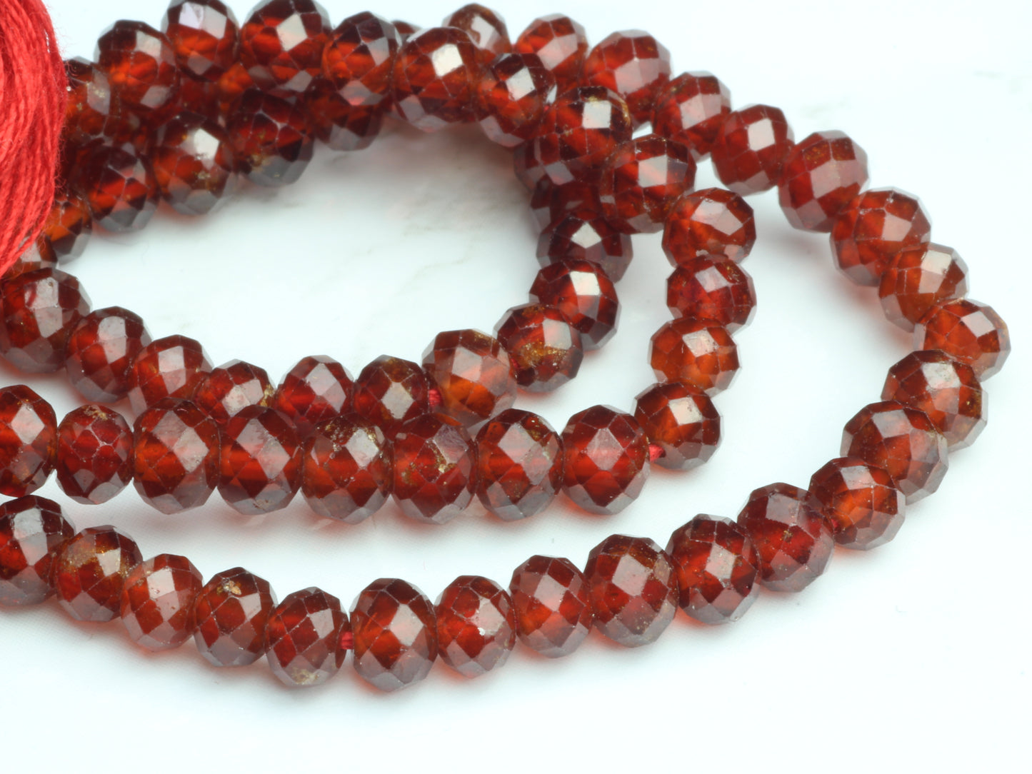 Orange Red Garnet 4.5mm Faceted Rondelles