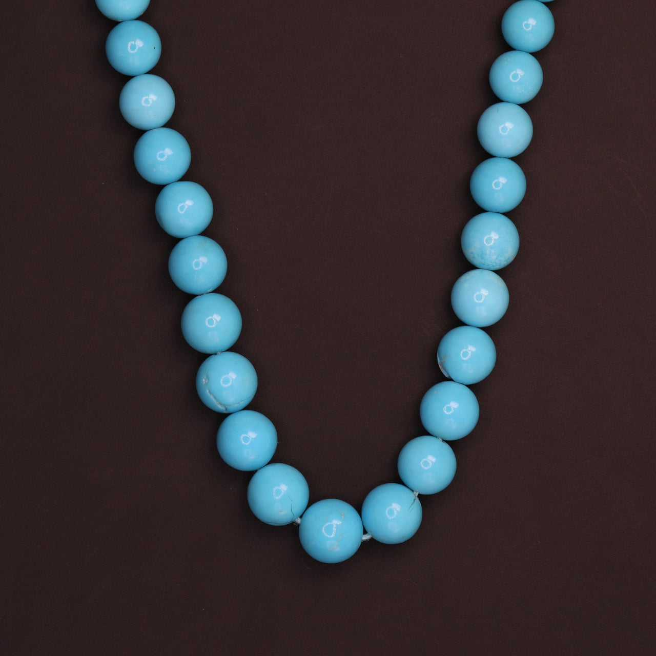 Natural Blue Turquoise 5mm - 7mm Smooth Rounds Bead Strand