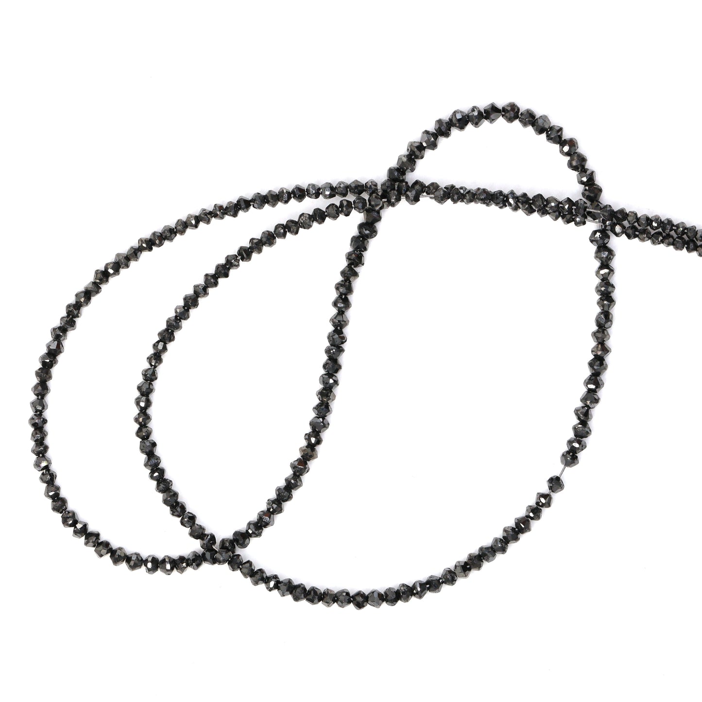 Black Diamond 1.5mm - 2.3mm Hand Faceted Rondelles Bead Strand