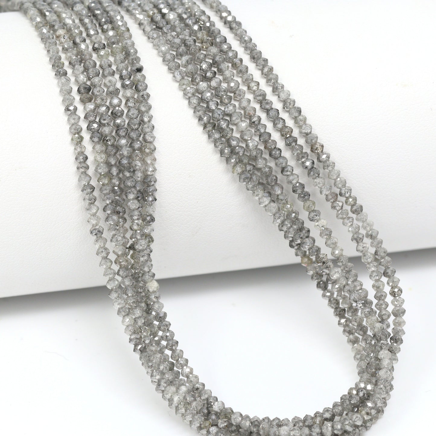 Gray Diamond 2.2mm – 2.5mm Hand Faceted Rondelles Bead Strand